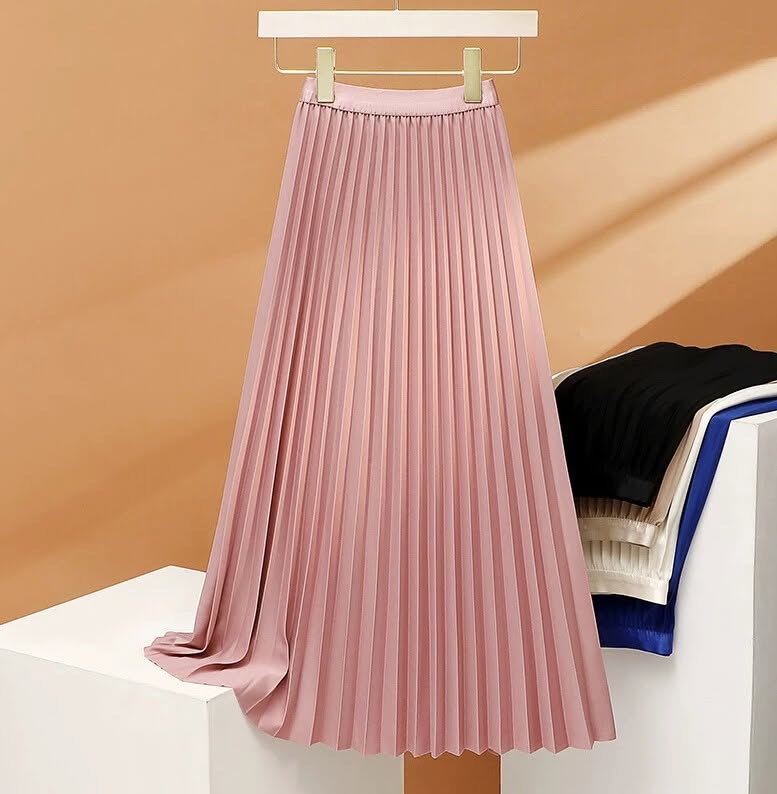 Naury Korean Style Pleated Skirt-Salmon Pink
