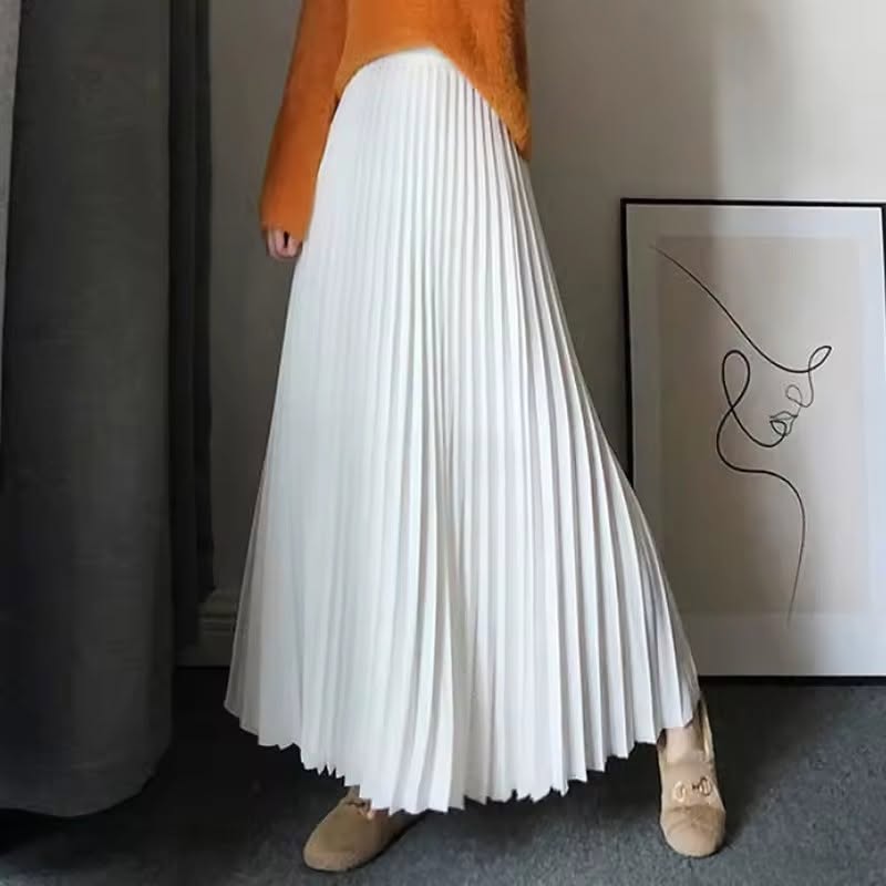 Naury Korean Style Pleated Skirt (white )