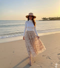 Naury Tie Dye Ruffle Skirt-Beige