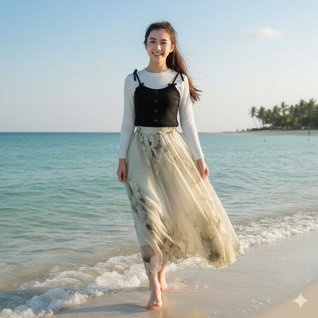 Naury Gulbahar Skirt-Pastel Green