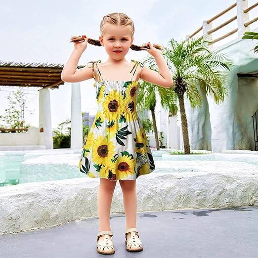 Moonpie Kids Sundress - White sunflower