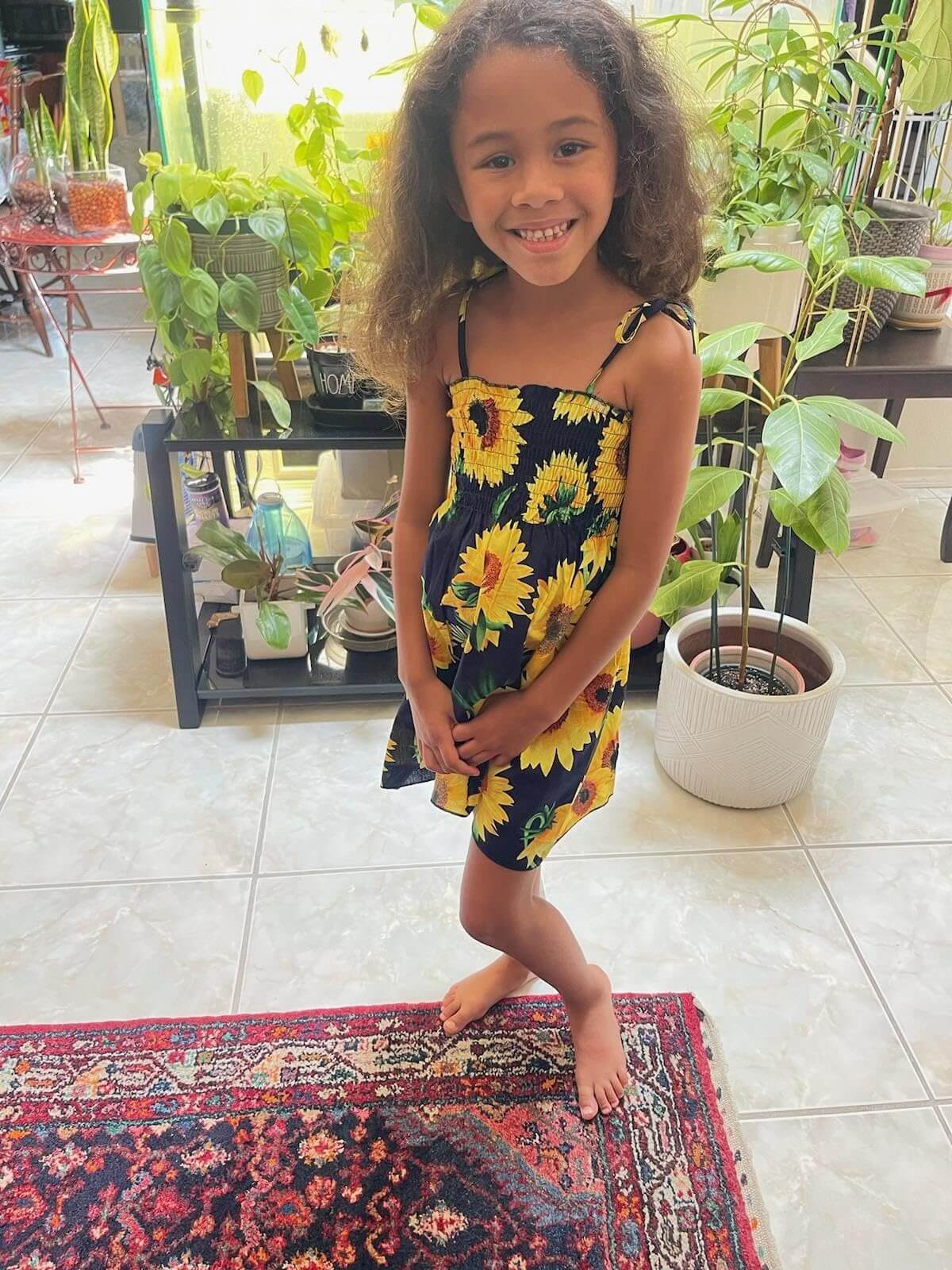 Moonpie Kids Sundress - Black Sunflower