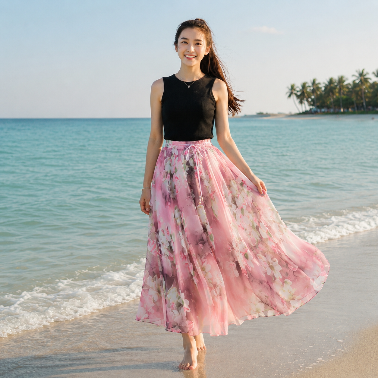Naury Gulbahar Skirt-Peach
