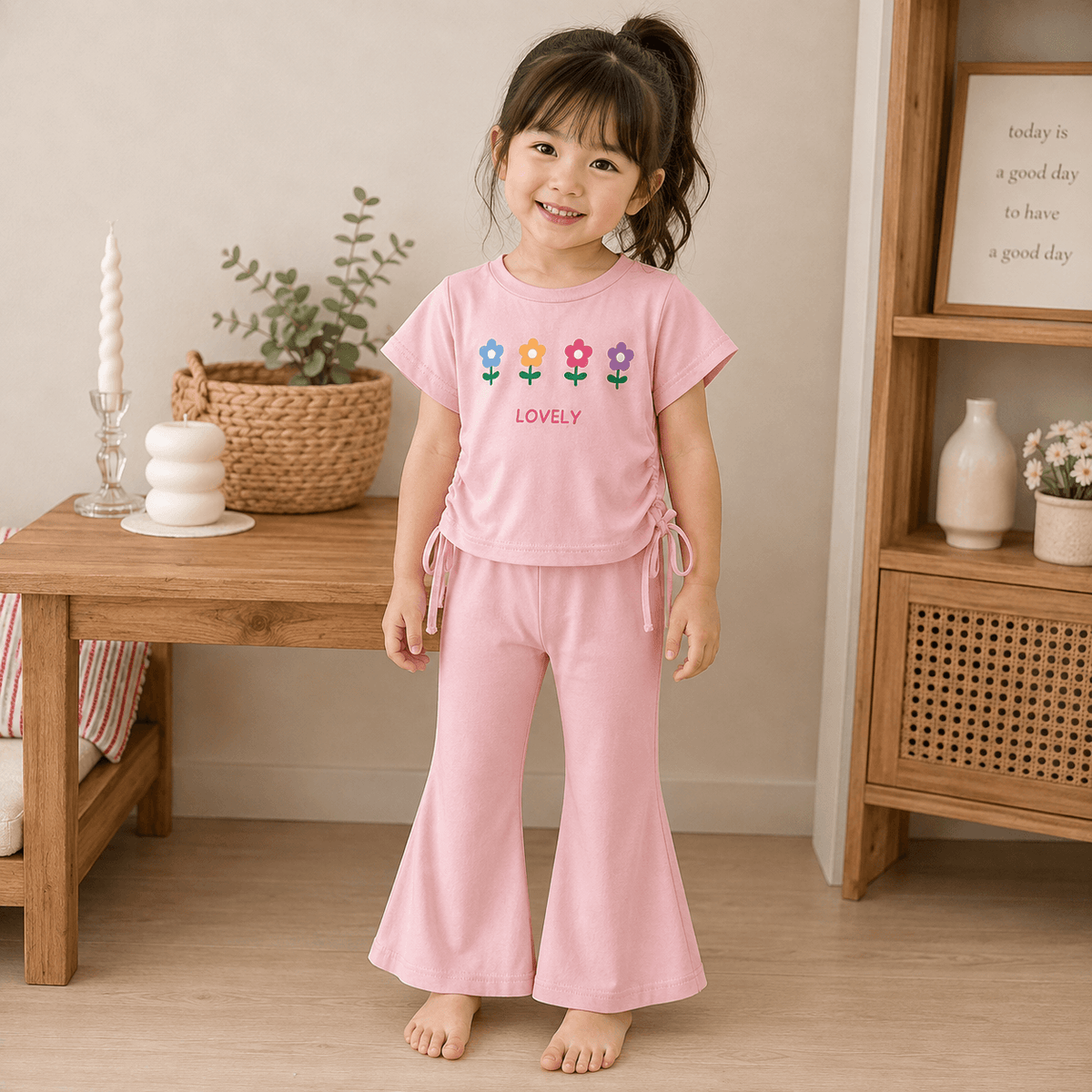 Happy Hopper Flare Pant and Top Set - Pink