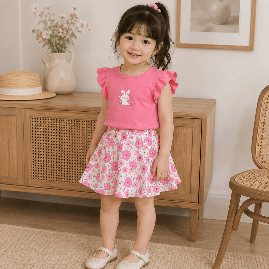 Happy Hopper Skirt and Top Set - Pink Peach