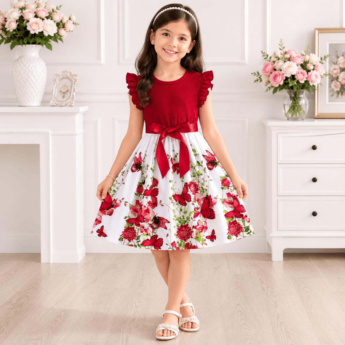 Moonpie Butterfly Summer Dress - Maroon