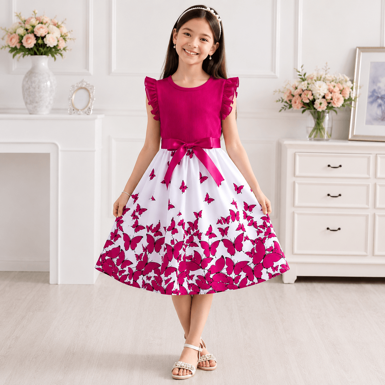 Moonpie Butterfly Summer Dress - Pink