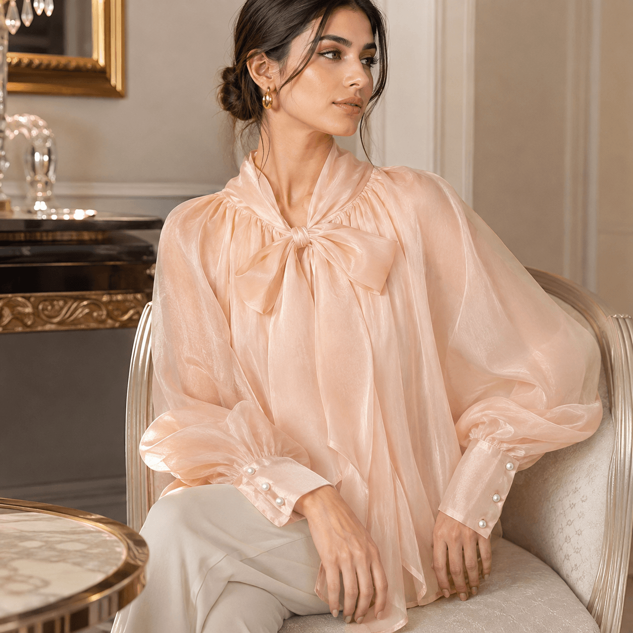 French Puff Shirt - Peach