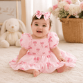 Moonpie Pinky Romper frock - Pink Bow