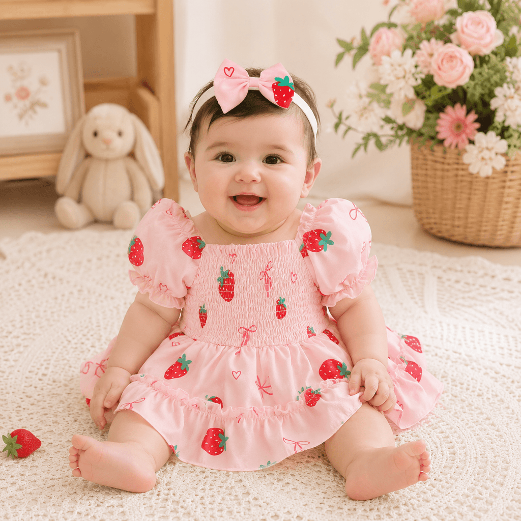 Moonpie Pinky Romper frock - Strawberry