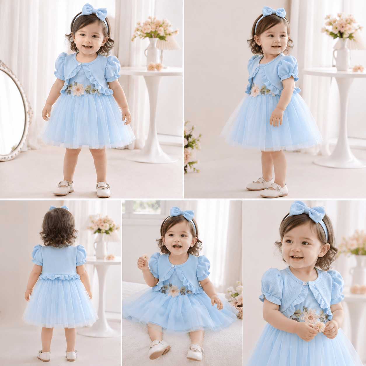 Sweet Peony Dress - Sky Blue
