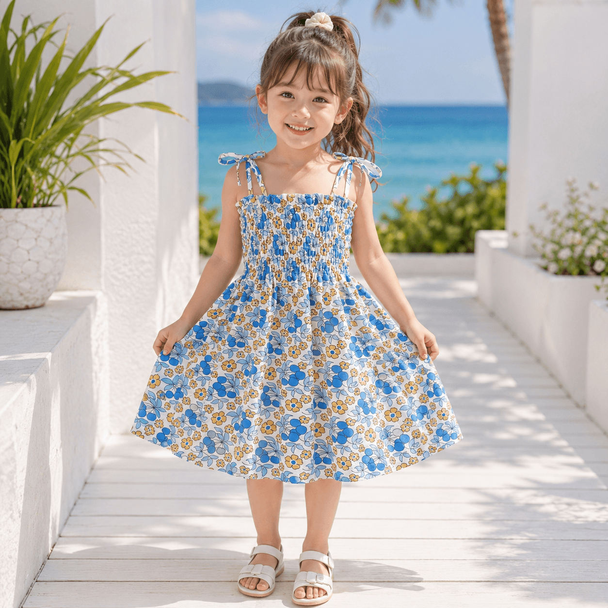 Moonpie Kids Sundress - Blue petal