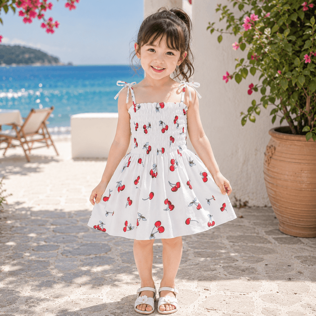 Moonpie Kids Sundress - White Cherry