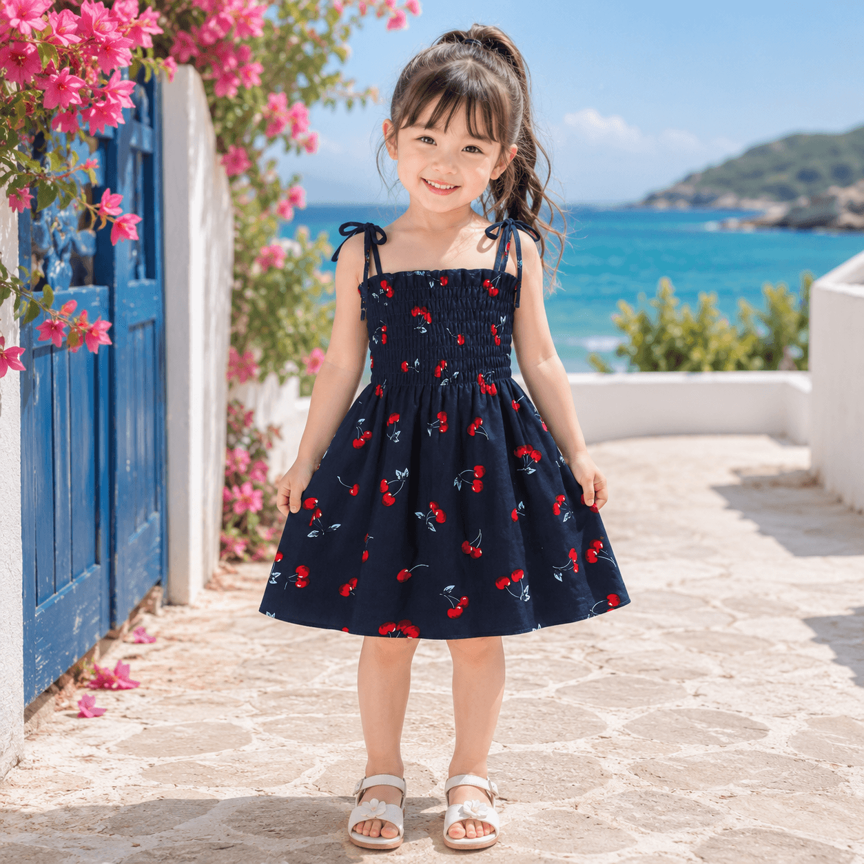 Moonpie Kids Sundress - Navy Cherry