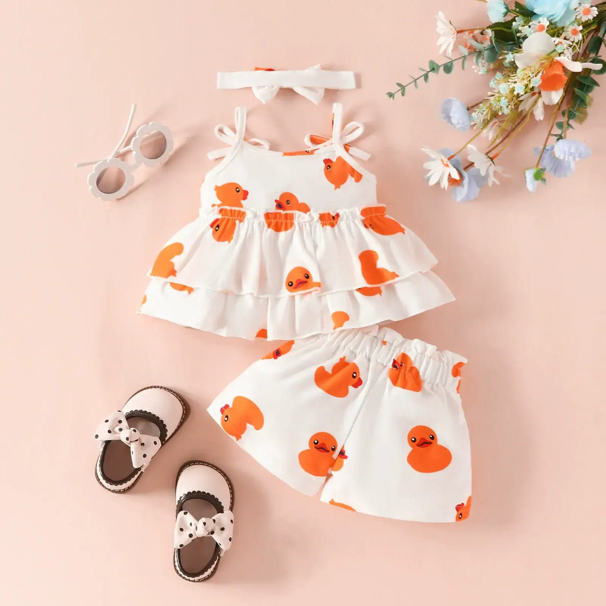 Summer Sling Pant Set - Orange Duck