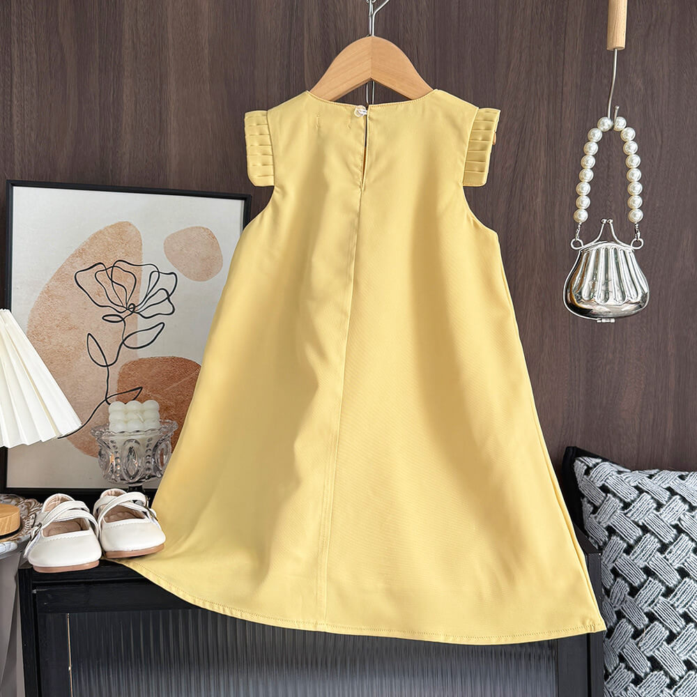 Bella Bow Charm Flower Dress - Yellow
