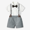 Moonpie Boys Half Sleeve Formal Shirt and Half Pant Set - White/Grey
