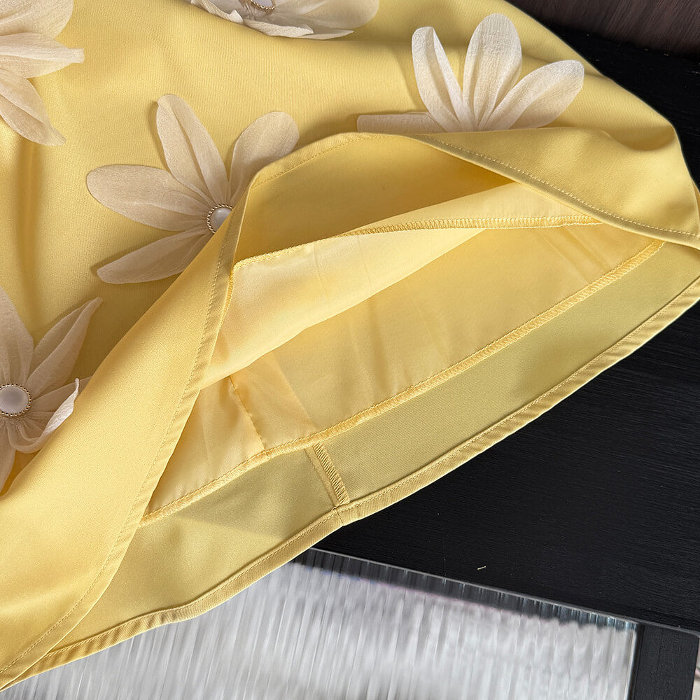 Bella Bow Charm Flower Dress - Yellow