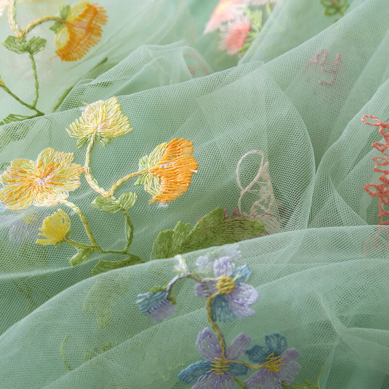 Flower Series Semi Party Dress - Green