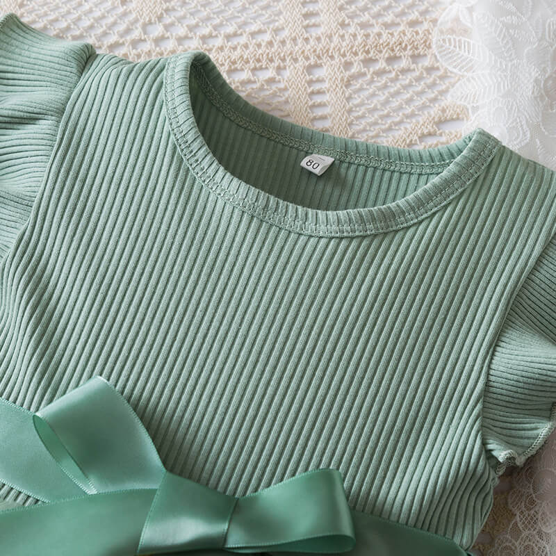 Flower Series Semi Party Dress - Green