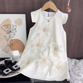 Bella Bow Charm Flower Dress - White