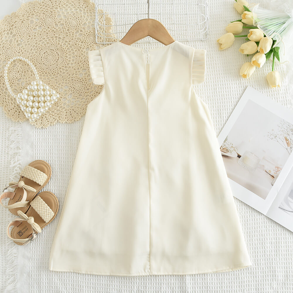 Bella Bow Charm Flower Dress - White