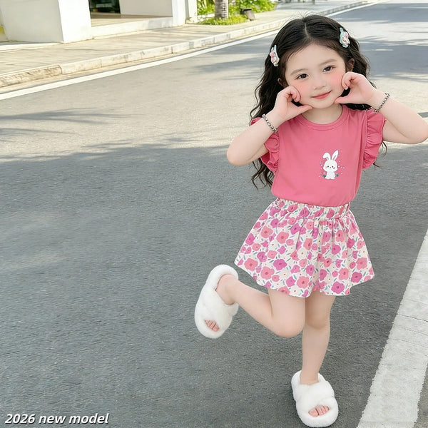 Happy Hopper Skirt and Top Set - Pink Peach