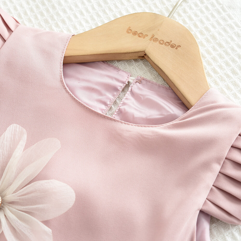 Bella Bow Charm Flower Dress - Mauve
