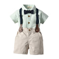 Moonpie Boys Half Sleeve Formal Shirt and Half Pant Set - Green/Cream