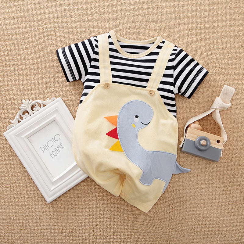 Pocket Goose romper - Blue Dino