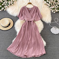 Pleated Midi Gown - Pink