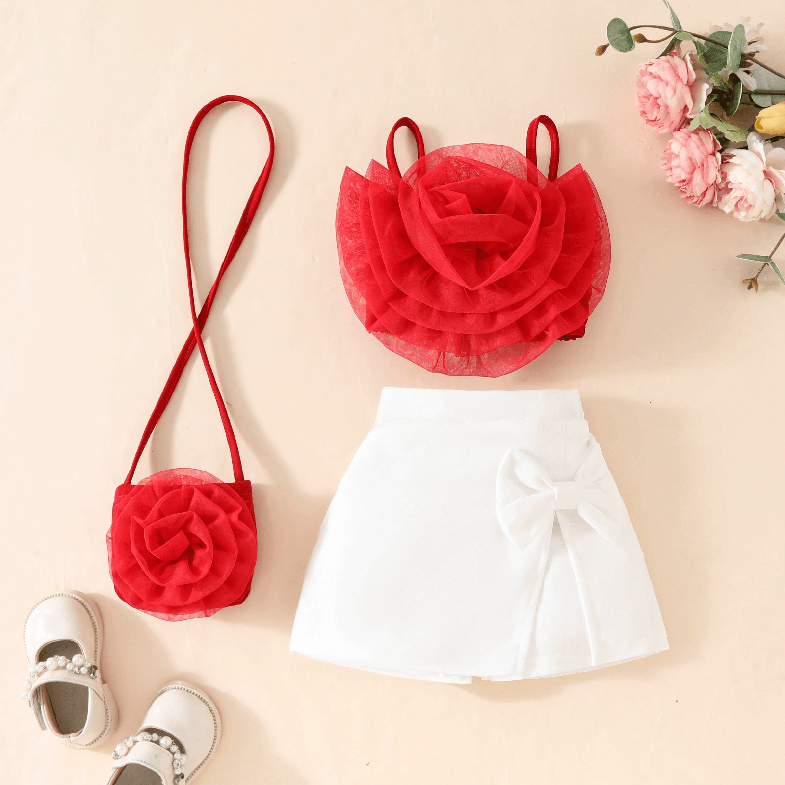 Moonpie Dreamy Rosy Skirt Set - Red