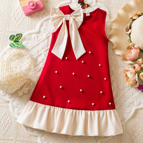 Bella Bow Charm Dress - Red