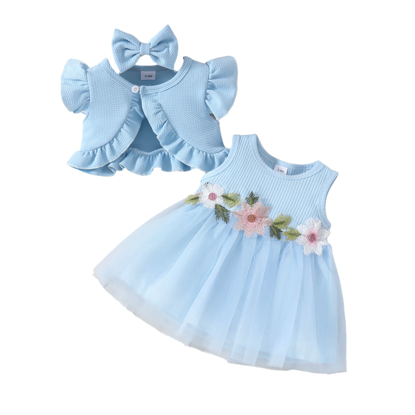 Sweet Peony Dress - Sky Blue